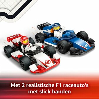 Lego City F1&reg; Williams Racing en Haas F1&reg; racewagens