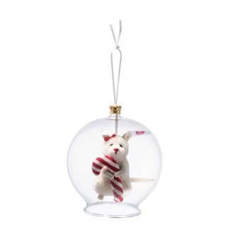 Steiff Muis Candy Cane in glazen bal ornament 006296