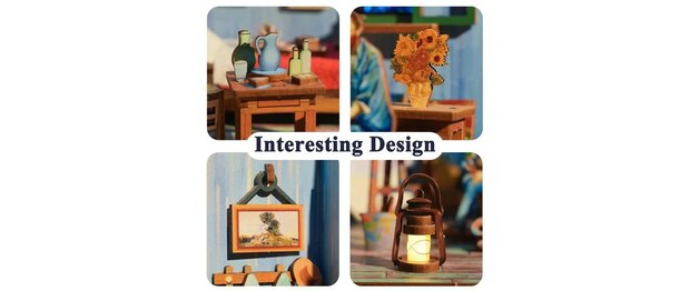 DIY 3D Houten Puzzel met 6 verschillende geluidseffecten, Miniature House Vincent&rsquo;s Bedroom